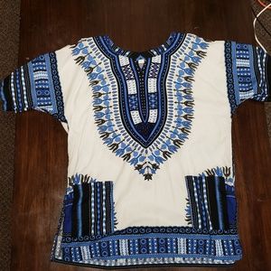 Blue and white dashiki